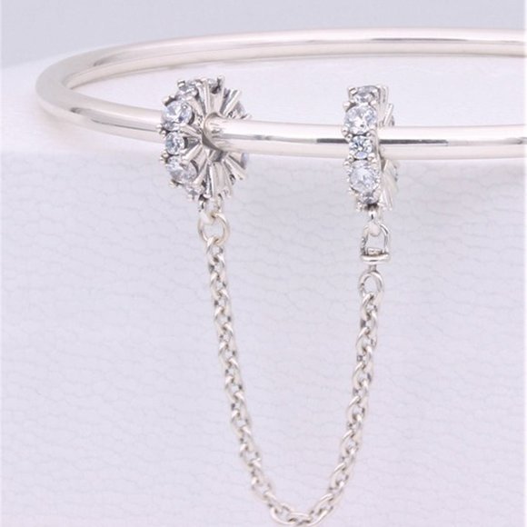 Pandora Clear Sparkle Safety Chain Charm - Picture 1 of 3